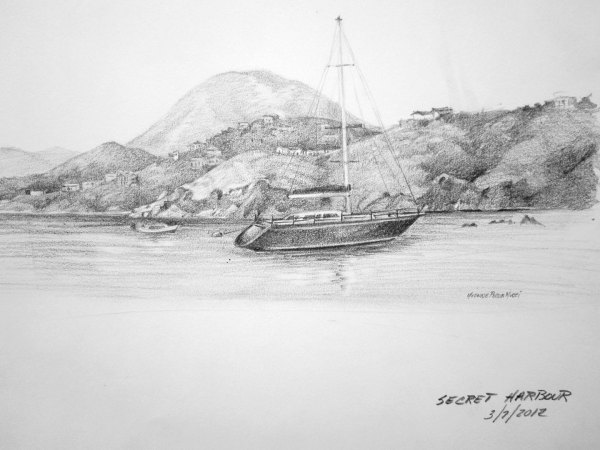secretharbour_mucci_sketch Secret Harbour - St Thomas, USVI by Yvonne Pecor Mucci