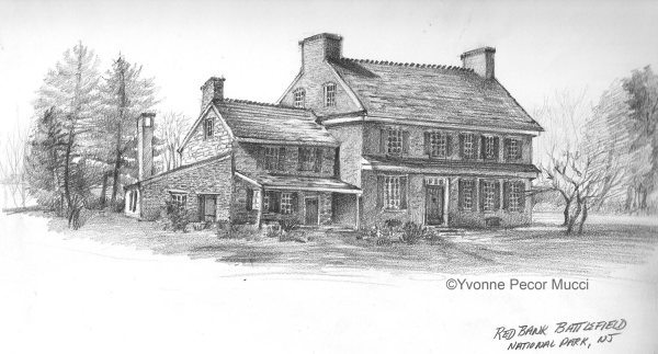 Back view of Ann Whitall House – Graphite Sketch