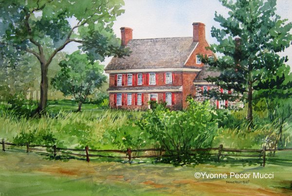 Ann Whitall House Watercolor (Framed 18 x 24)