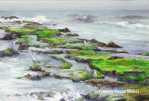 Ebb and Flow Watercolor by Yvonne Pecor Mucci