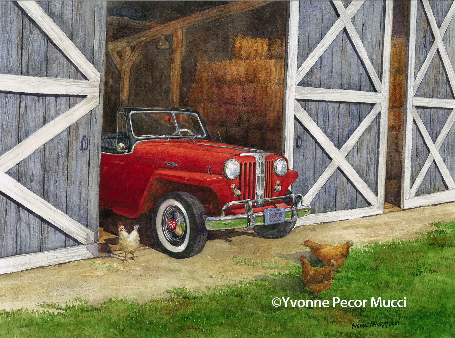 What's In The Barn Watercolor by Yvonne Pecor Mucci