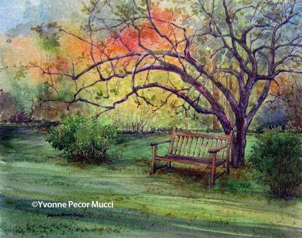 Our Spot watercolor by Yvonne Pecor Mucci (Framed 20 x 16, Sold)