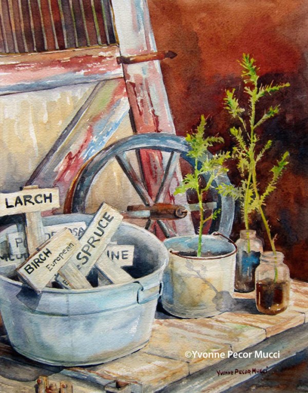 Something New watercolor by Yvonne Pecor Mucci