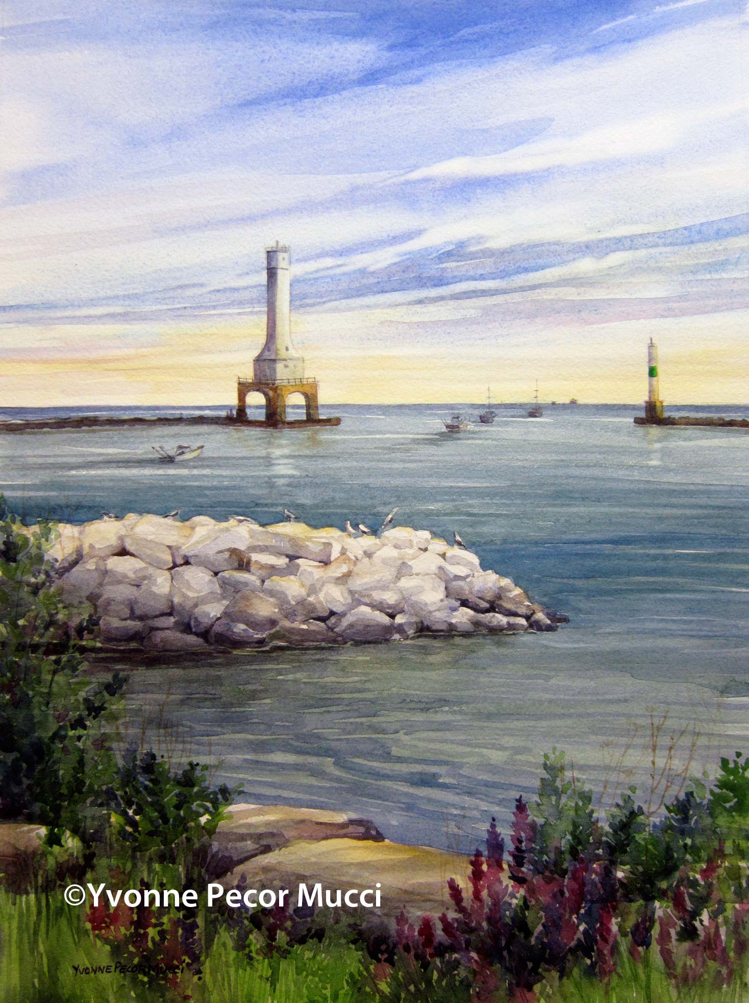 Heading Out watercolor by Yvonne Pecor Mucci